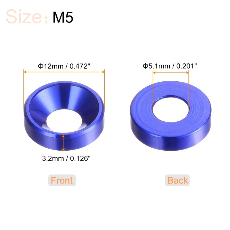 QUARKZMAN 30pcs M5 Anodized Aluminum Alloy Countersunk Washers Screw Seals