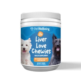 Pet Wellbeing Liver Love Chewies for Dogs - Veterinarian-Formulated - Supports Healthy Liver Function, Detoxification, Antioxidant Protection, Milk Thistle, Artichoke, Jujube, Beets - 90 Soft Chews