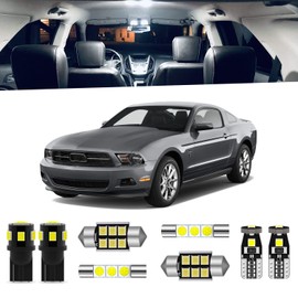 ENDPAGE 7-Pieces Super Bright Interior LED Light Kit Compatible Ford Mustang 2010 2011 2012 2013 2014 White 6000K Interior LED Lighting Package + License Plate Lights, Install Tool