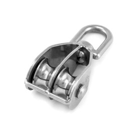 QWORK® Pack of 2 M20 Double Pulley Pulley Stainless Steel 304 Pulley Pulley for Ropes of Cable Lifters, Ships, Yachts