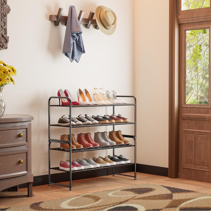 SUFAUY 2-Tier 33" Wide Shoe Rack, Closet Metal Shoe Rack