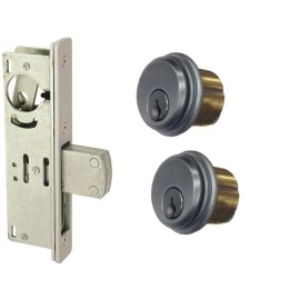 US LOCK ADAMS RITE TYPE DEADLOCK FOR STOREFRONT DOORS WITH 2 CYLINDER - 31/32", Aluminum