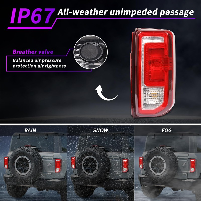 Archaic OE Style Tail Lights for Ford Bronco 2021-2024(Halogen Only),