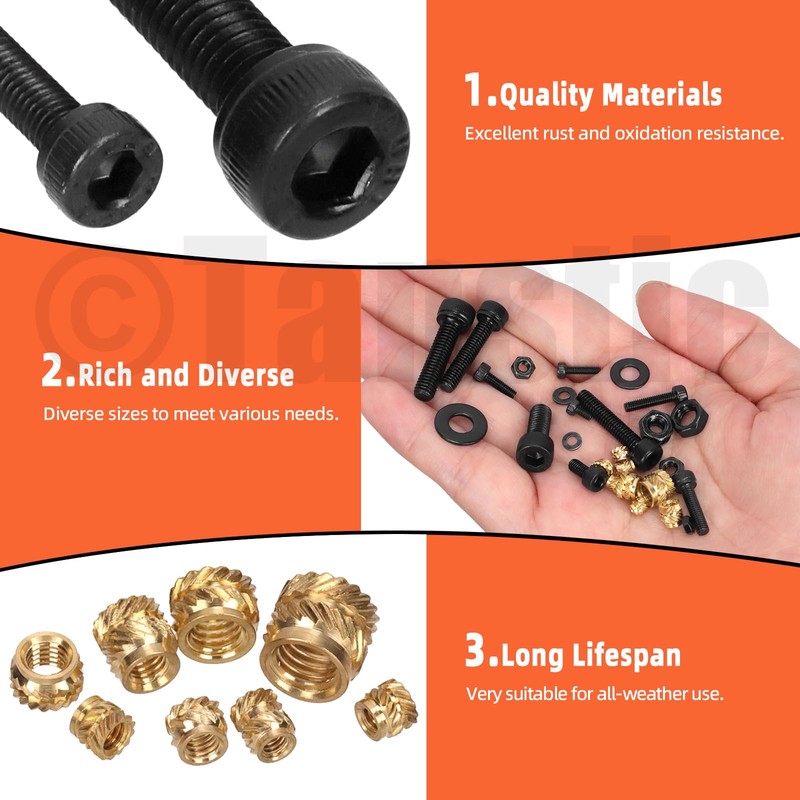 Tanstic 595Pcs M2 M2.5 M3 M4 M5 Hex Socket Head