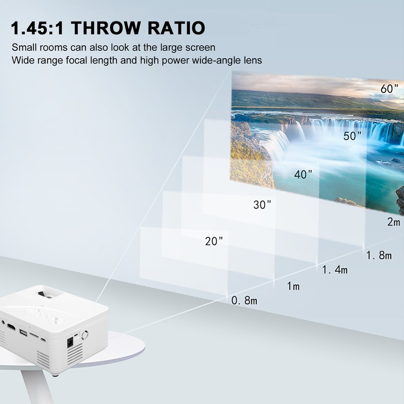 Mini Projector Home Portable HD 1080P Wall Projection Video USB