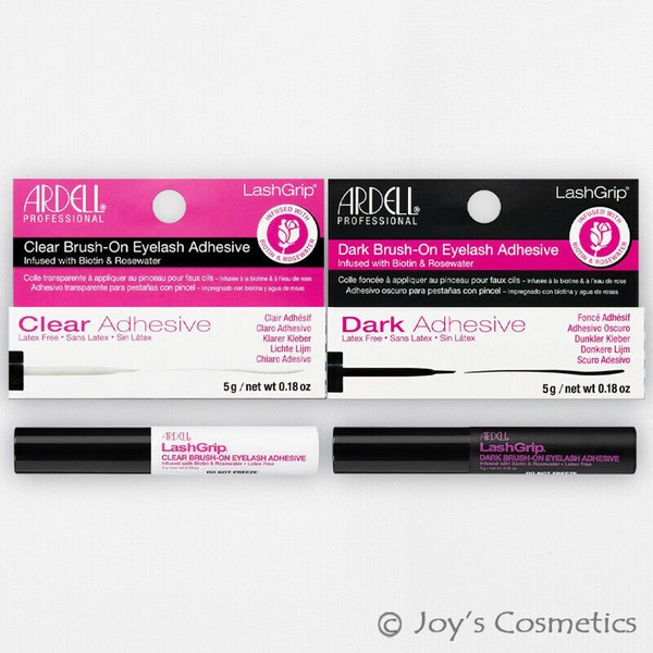 2 ARDELL LashGrip Brush-On Eyelash Adhesive Biotin & Rosewater "Clear+Dark Set"