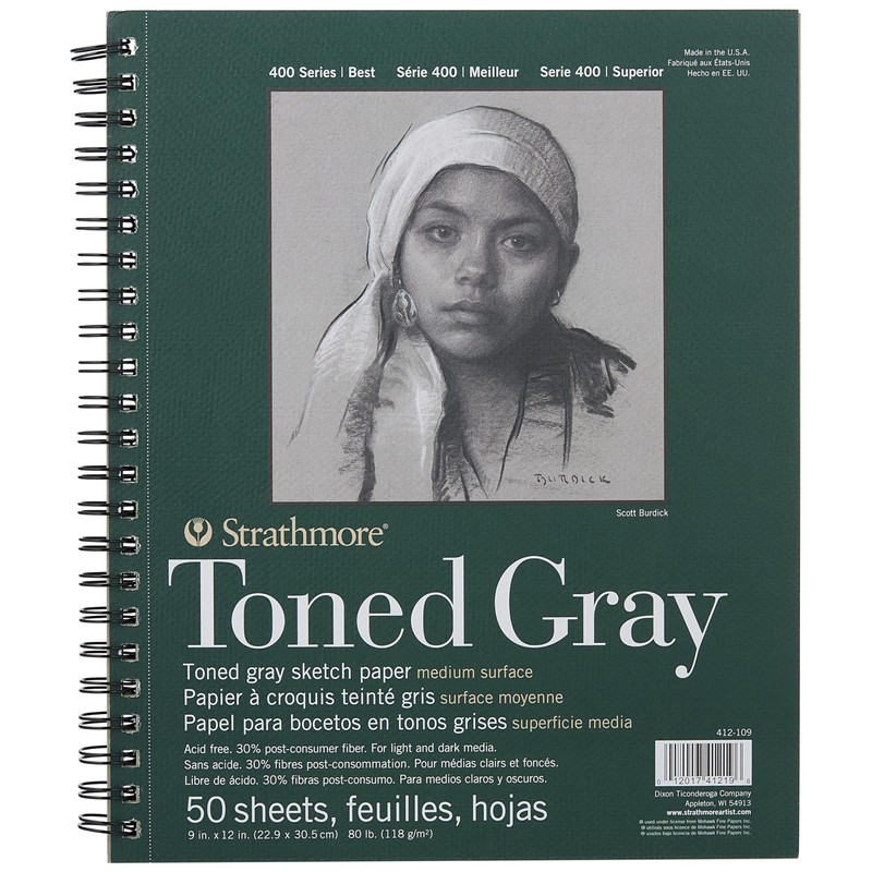 Strathmore Spiral Toned Sketch Book 9"X12"-Gray 50 Sheets (Parallel Import)