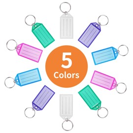 Cuttte 20 Pack Plastic Key Tags with Container, Key Labels with Ring and Label Window, 5 Colors