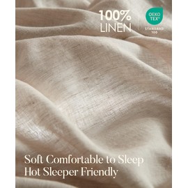 DAPU 100% Linen Duvet Cover Set 3PCs, Pure Natural French Flax Linen Duvet Cover King 90"x104" with Corner Ties and Zipper Closure, Soft Breathable Durable for Hot Sleepers (Natural Linen, King)