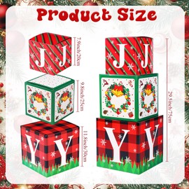 Namalu 3 Pcs Christmas Stackable Box Joy Christmas Nesting Box Decoration, Cardboard Joy Christmas Stackable Gift Box for Xmas Tree Present Christmas Holiday Decor Wrapping Party Favor