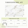 White Marble Texture Rectangular Tablecloth with Elastic Edge 4FT Waterproof