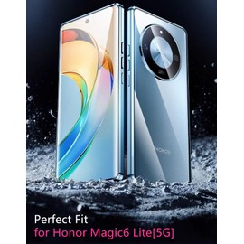 ANFAIRLACE Case Compatible with Honor Magic 6 Lite, Magnetic Adsorption 360 Protection Front Back Tempered Glass Aluminum Frame Cover Shockproof Transparent Case, Green