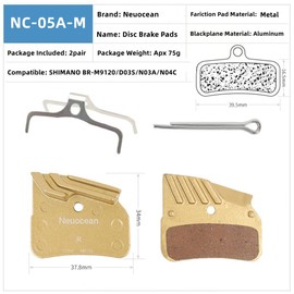 2 Pairs Disc Brake Pads with Cooling Fins, Bicycle Brake Pads for Shimano BR-M9120, BR-M8120, BR-M7120 (Metal)