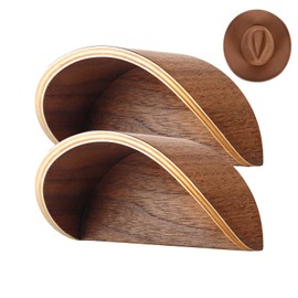 yunmanqiji Cowboy Hat Rack for Wall,2 Pack Wooden Hat Holder,with Satin Finish Hat Hooks,Non-Damage Brim Design Can Keeps Original Shape of Hat, for Western Hat Organizer (Walnut Wood)