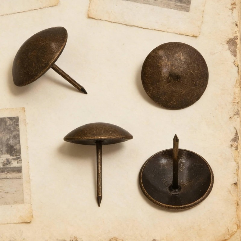 Amanaote Metal 1” Diameter Antique Brass Hardware Upholstery Clavos Decorative