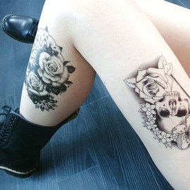 Large size tattoo tattoo henna 6 types of rose tiger - 8048 purple rose / 대형 사이즈 타투 문신 헤나 6종류 장미 호랑이 - 8048보라장미