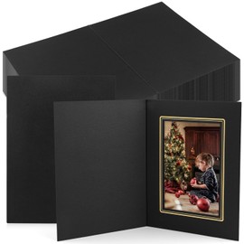 Golden State Art, Pack of 100, 4x6 Photo Folders, Black with Gold Lining, All Occasions