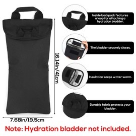 Hydration Bladder Insulated Bag, Black Oxford Cloth Water Bottle Cooler Bag 2L Insulation Sleeve Cover Protector Keep Water Cold for Hiking Accessories (No Bladder Included)