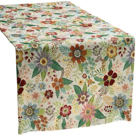 Erwin Müller 511898 Table Runner Flowers Natural Colourful Size 50 x 140 cm