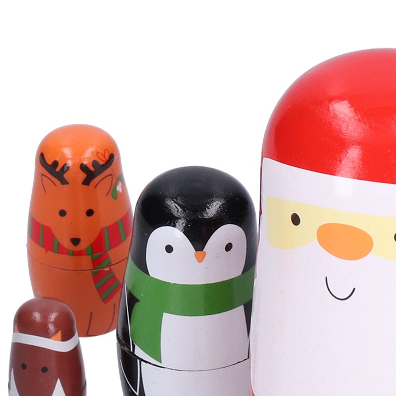 6Pcs Russian Nesting Dolls Gift Wooden Painted Art Crafts Cartoon