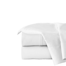 Pointehaven 410TC Long Staple Cotton Deep Pocket Oversized Sheet Set, Queen, White