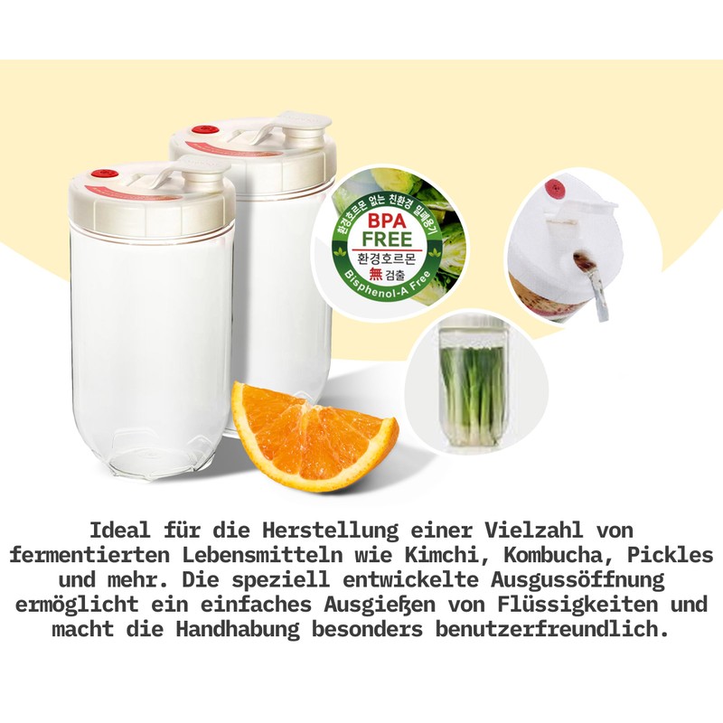 EasyCookAsia Fermentation Container 1.3 L, Airtight & BPA-Free, Ideal for