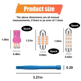 DUSCOKE 24PCS Dome Light Car LED Interior Bulbs, T10 194 DE3175 578 31mm 42mm LED Light Replacement Bulbs with Removal Tool for Car Map Door Trunk License Plate Side Marker Lights (Pink)