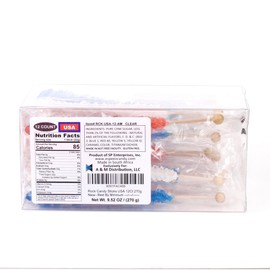 Extra Large Rock Candy Sticks: 12 Red - White - Blue Rock Candy Sticks - USA - Individually Wrapped for Party Favors, Candy Buffet, Showers, Receptions, Old Fashioned Espeez Bulk Candy on a Stick