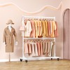 Hoctieon Double Rod Clothes Racks with Z-Base, Adjustable Clothing Rack,