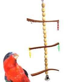 Bonka Bird Toys 3107 Perch Climber Bird Toy Parrot Perch Parakeet cage Swing Large Ladder Swing Wood Chewing Conure Budgie Supplies Aviary Bead Natural pet nest