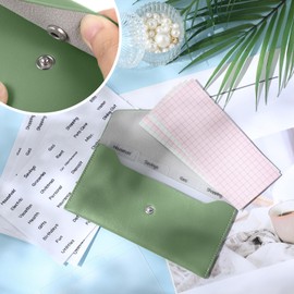 Frienda 1 Cash Envelope Wallet PU Leather Reusable Budget Envelope 8 Cash Dividers 2 Sheets Category Sticker Labels for Wallets Bill Planner(Sage Green,Classic)