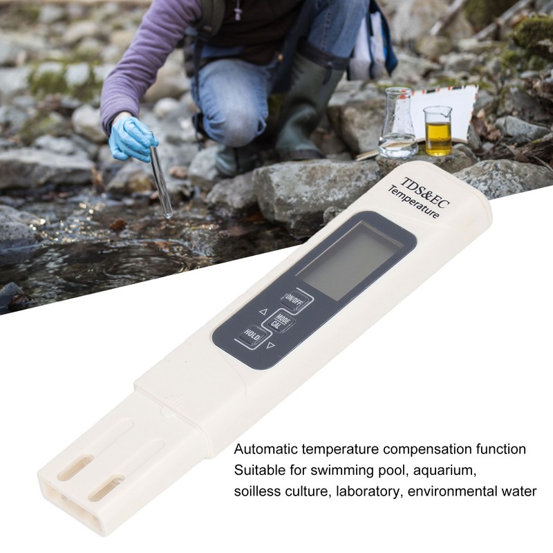 EC TDS Meter 3 in 1 3 Key 0‑9999ppm Water