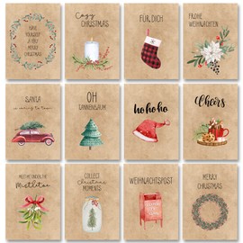 Weihnachtskarten Set (32 Stück) mit unterschiedlichen Motiven - A6, für Weihnachten - Eine Christmas Postkarte für jeden deiner Liebsten - Coole Weihnachtspostkarten mit und ohne Sprüche