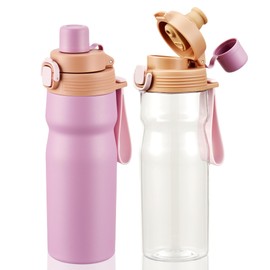 MAISON HUIS Kids Water Bottles 2 Pack, 18/8 Stainless Steel Vacuum Leak Proof Straw Cup with 21oz Tritan Sport Bottle, Kids Water Bottle for School, Gifts for Boys and Girls