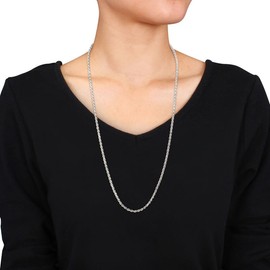 Men's Rope Chain Necklace - 2.7MM - Unisex Design - cadenas de plata para hombres 925 italianas - Rhodium Plated 925 Sterling Silver, Yellow Gold Plated Sterling Silver - Classic Link Necklace (Rope - Silver - 2.7MM - 24")