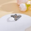 Lypic Cross Ring for Women 925 Sterling Silver Wooden Cross