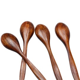 HTB Natural Wooden Spoons Set of 4 - Bento Curry Spoons Astragalus Spoons Yogurt Soup Spoons for Dining Room Safety HTB-S4