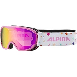 ALPINA PHEOS JR. Mirrored, Contrast Enhancing & Polarised Ski Goggles with 100% UV Protection for Children, Pink, One Size