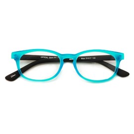 V.W.E. Fun Neon Color Spherical Frame Readers Reading Glasses - Matte Translucent Rubberized Finish (Blue/Black, 3.00)