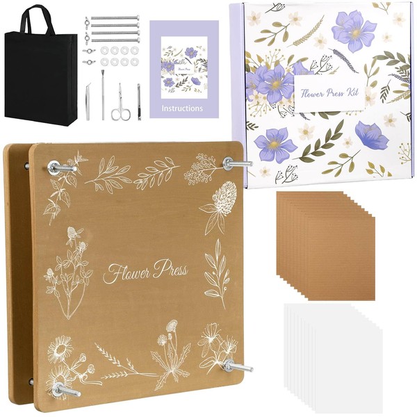 Hoolerry Extra Large Flower Press Kit 11" x 11" Wooden