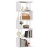 Furologee White Geometric Bookshelf 6 Tier S-Shaped Bookcase, Tall Modern