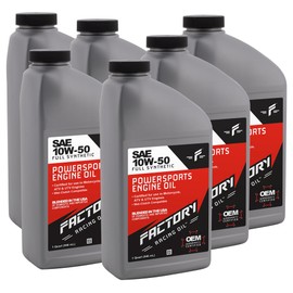 Factory Racing Oil 10W-50 Full Synthetic Powersports Engine Oil - API SN JASO MA/MA2-6 Quart Pack