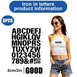 6 Sheets 252 PCS 2 Inch Iron On Transfers for T Shirts, Black Heat Transfer Letters for DIY Crafts, Personalizing School Leavers Shirts, Team Jerseys and Custom Apparel