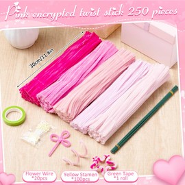 Peryiter 371 Pcs Pipe Cleaners Set 12 Inch Pipe Cleaners Chenille Stems Craft Supplies Bulk for Tulip Bouquet Making, Art DIY Craft Projects Creative Gift Party Decorations(Pink)