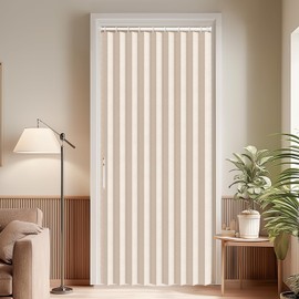AJAZZ Blackout Door Curtain Pleated Magnetic Doorway Curtain Accordion Door Interior Room Divider Invisible Applicable Bedroom Room Living Room (1 Pack, 44W x 78 L,Biscotti Beige)