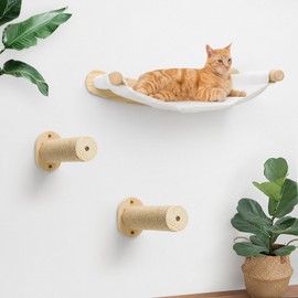 Cat Wall Hammock, Cat Climbing Shelves with 2 Steps, Wall Mounted Bed and Perches for Climbing, Sleeping, Playing, for Indoor Large Cats or Kitty