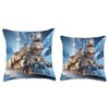 Fantasy Steam Train Winter Throw Pillow