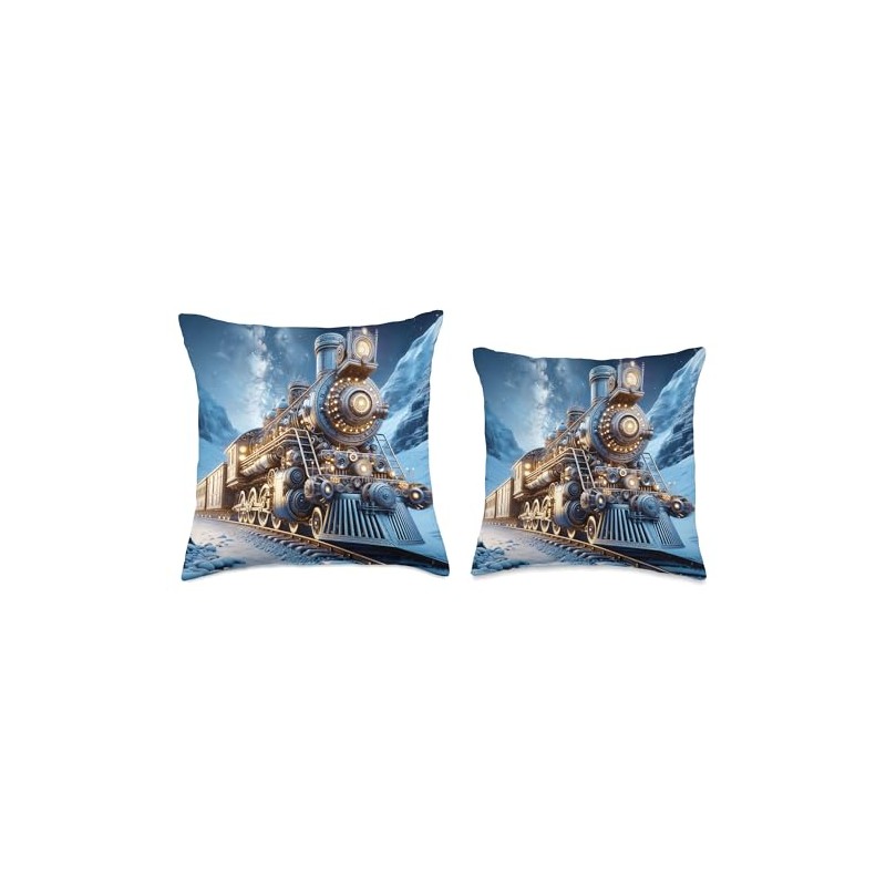 Fantasy Steam Train Winter Throw Pillow