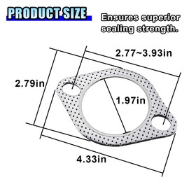 DUSCOKE 2PCS 2 Inch Car Exhaust Gasket, 2-Bolt High Temperature Exhaust Flange Gasket, Ultra Seal Manifold Gaskets Car Accessories (2 Inch)