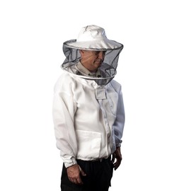 FOREST BEEKEEPING SUPPLY Ventilated Bee Jacket For Men/Women By Forest Beekeeping Supply - Round Vented Apiary Jacket W/Veil Hood For Beginner/Commercial Beekeepers | Brass Zippers (SMALL)